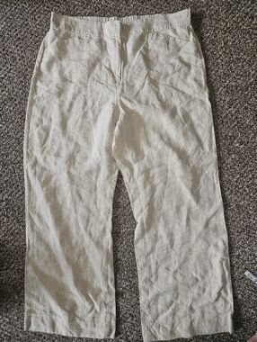 Chico's 100% Linen Wide Leg Flowy Pant Size 2.5 Or 14
